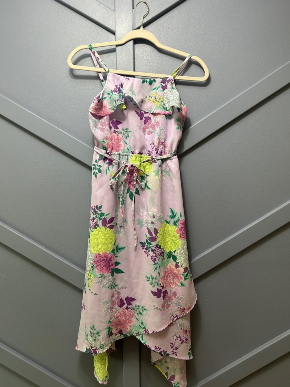 The Children's Place Pink Floral High-Low Sundress with Yellow Accents